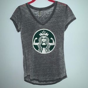Gray vintage style Starbucks strong shirt